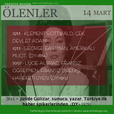 Bugün ölenler özet 14 Mart