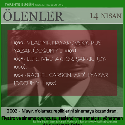 Bugün ölenler özet 14 Nisan