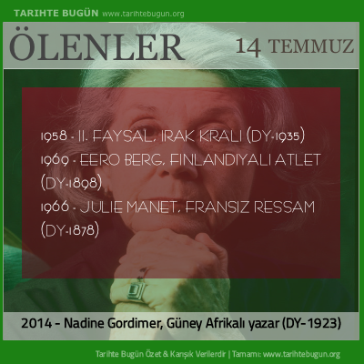 Bugün ölenler özet 14 Temmuz