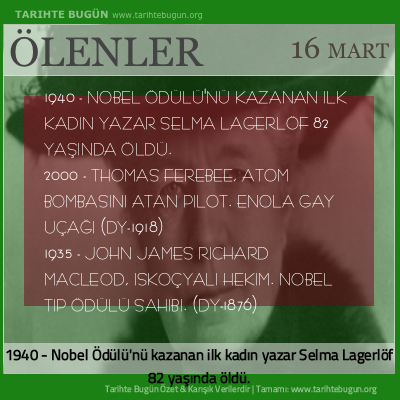 Bugün ölenler özet 16 Mart