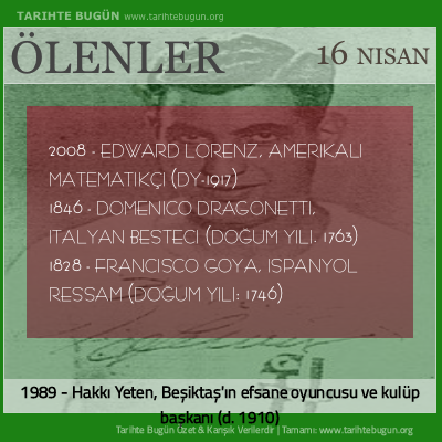 Bugün ölenler özet 16 Nisan