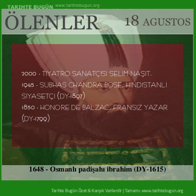 Bugün ölenler özet 18 Ağustos