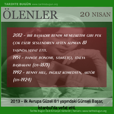Bugün ölenler özet 20 Nisan