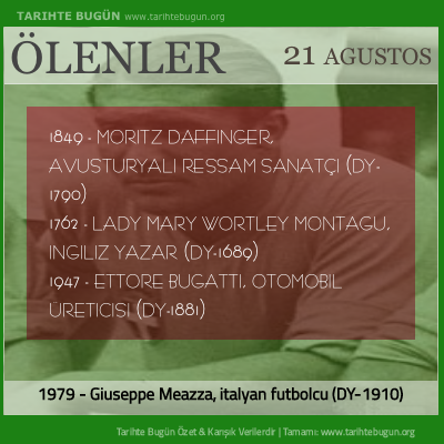 Bugün ölenler özet 21 Ağustos