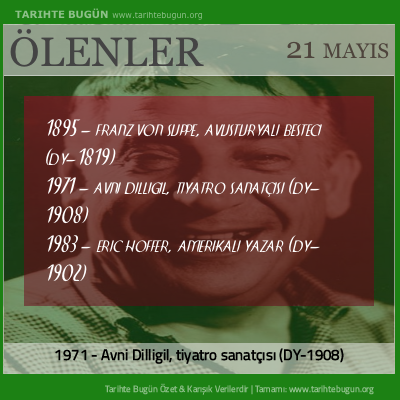 Bugün ölenler özet 21 Mayis