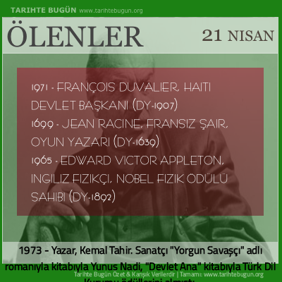 Bugün ölenler özet 21 Nisan