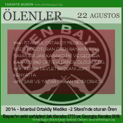 Bugün ölenler özet 22 Ağustos