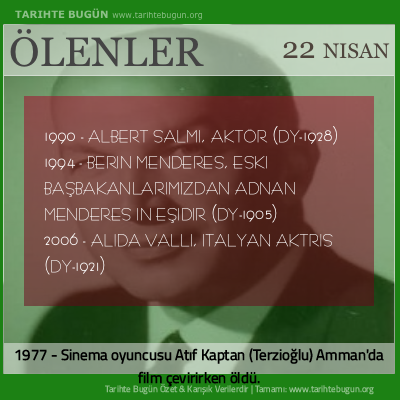 Bugün ölenler özet 22 Nisan