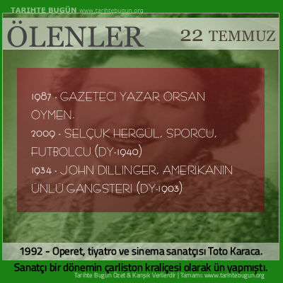 Bugün ölenler özet 22 Temmuz