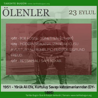 Bugün ölenler özet 23 Eylül