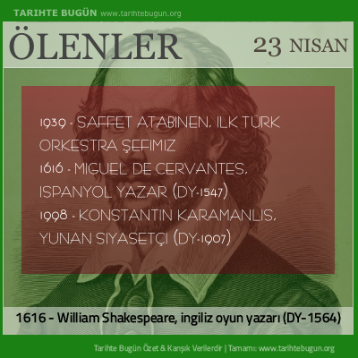 Bugün ölenler özet 23 Nisan