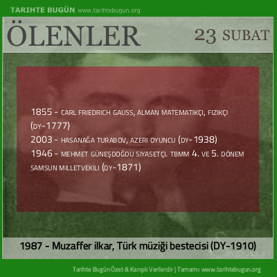 Bugün ölenler özet 23 Şubat