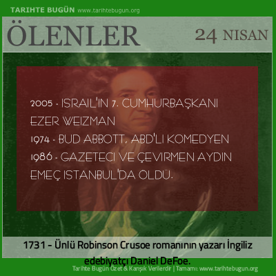 Bugün ölenler özet 24 Nisan