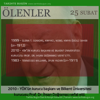 Bugün ölenler özet 25 Şubat