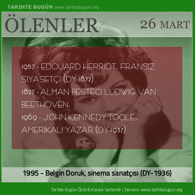 Bugün ölenler özet 26 Mart