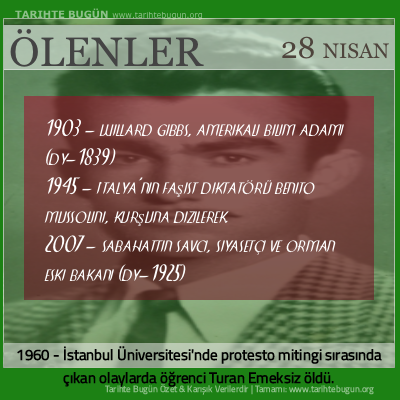 Bugün ölenler özet 28 Nisan