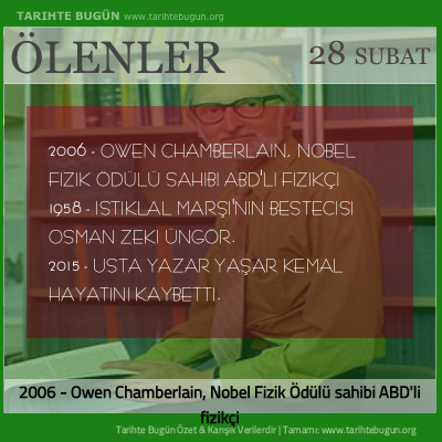 Bugün ölenler özet 28 Şubat