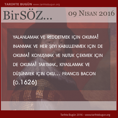 Günün Sözü Francis Bacon düşünmek için oku