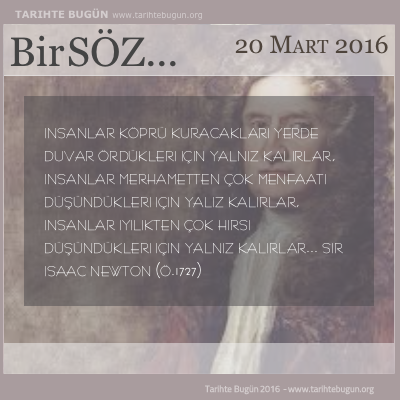 Günün Sözü Newton insanlar yalnız kalırlar