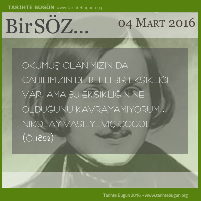 Günün Sözü Nikolay Vasilyeviç Gogol kavrayamıyorum
