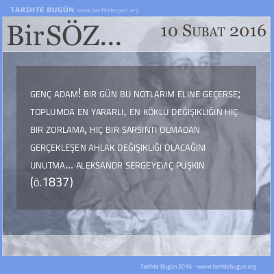 Günün Sözü Puşkin Genç adam Ahlak değişikliği