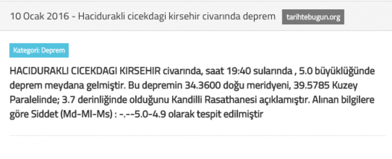 Hacidurakli cicekdagi kirsehir civarında deprem