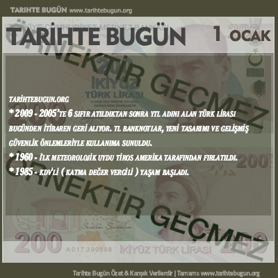Tarihte Bugün olaylar özet 01 Ocak