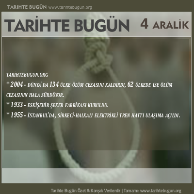 Tarihte Bugün olaylar özet 04 Aralik