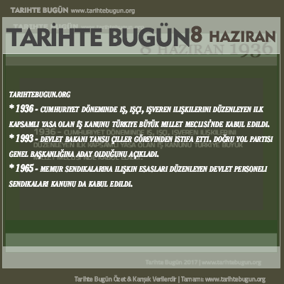 Tarihte Bugün olaylar özet 08 Haziran