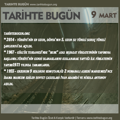 Tarihte Bugün olaylar özet 09 Mart