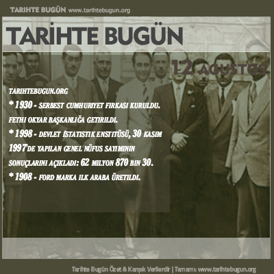 Tarihte Bugün olaylar özet 12 Ağustos