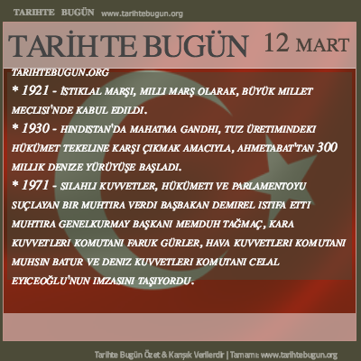 Tarihte Bugün olaylar özet 12 Mart