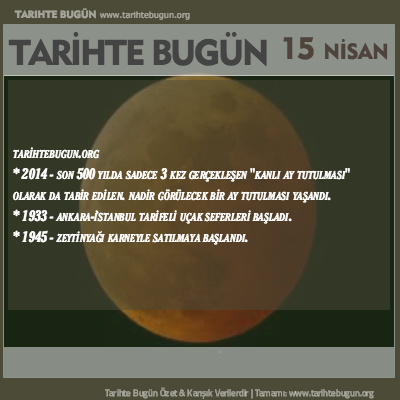 Tarihte Bugün olaylar özet 15 Nisan