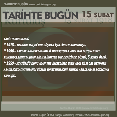 Tarihte Bugün olaylar özet 15 Şubat