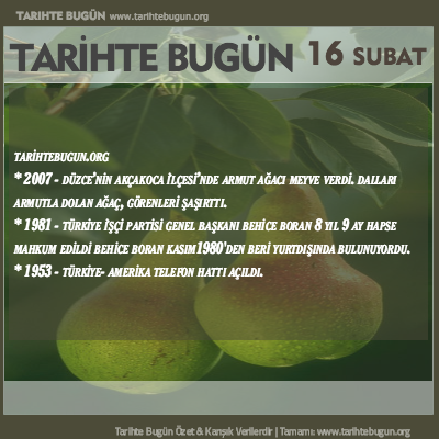 Tarihte Bugün olaylar özet 16 Şubat