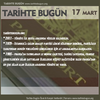 Tarihte Bugün olaylar özet 17 Mart