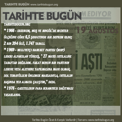 Tarihte Bugün olaylar özet 19 Ağustos