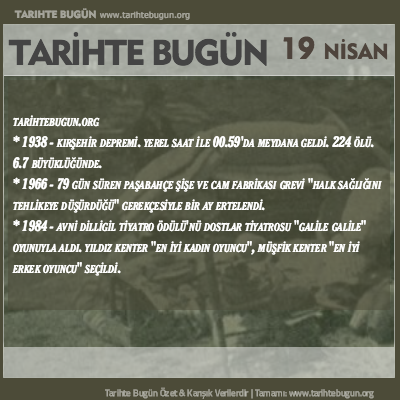 Tarihte Bugün olaylar özet 19 Nisan