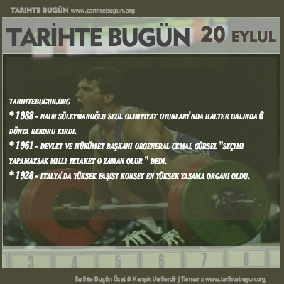 Tarihte Bugün olaylar özet 20 Eylül