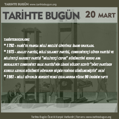 Tarihte Bugün olaylar özet 20 Mart