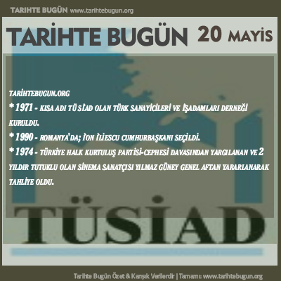 Tarihte Bugün olaylar özet 20 Mayis