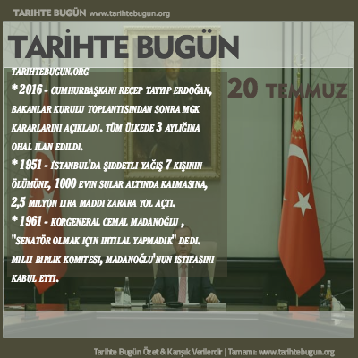 Tarihte Bugün olaylar özet 20 Temmuz
