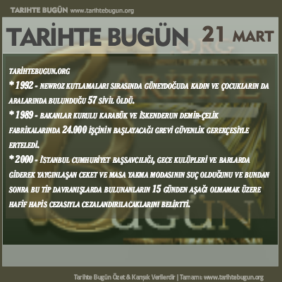 Tarihte Bugün olaylar özet 21 Mart