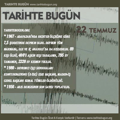 Tarihte Bugün olaylar özet 22 Temmuz