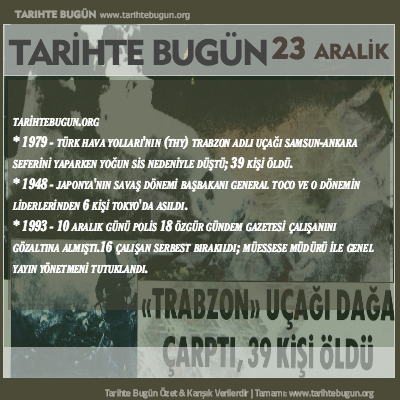 Tarihte Bugün olaylar özet 23 Aralik
