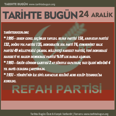 Tarihte Bugün olaylar özet 24 Aralik