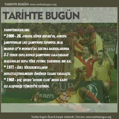 Tarihte Bugün olaylar özet 25 Ağustos