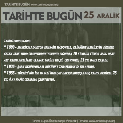 Tarihte Bugün olaylar özet 25 Aralik