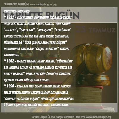 Tarihte Bugün olaylar özet 25 Temmuz