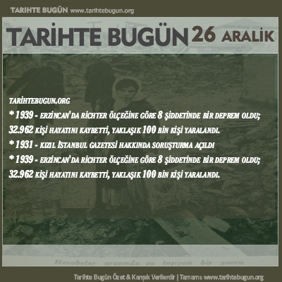 Tarihte Bugün olaylar özet 26 Aralik